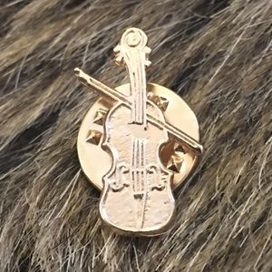 Vintage gold plated violin tac pin tie pin